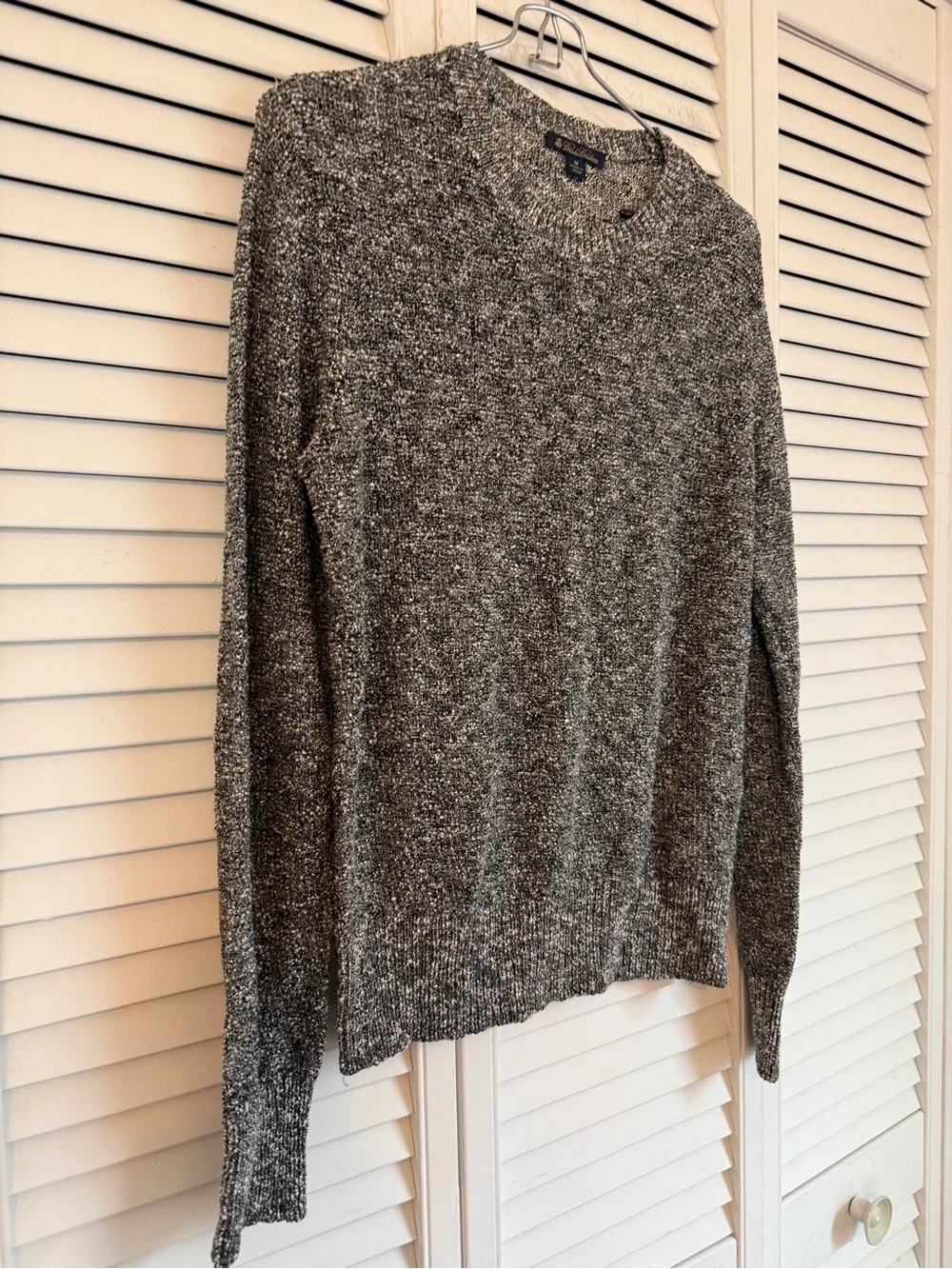 Brooks Brothers Womens Crewneck Swwater Metallic Silver Shimmer Evening Coastal